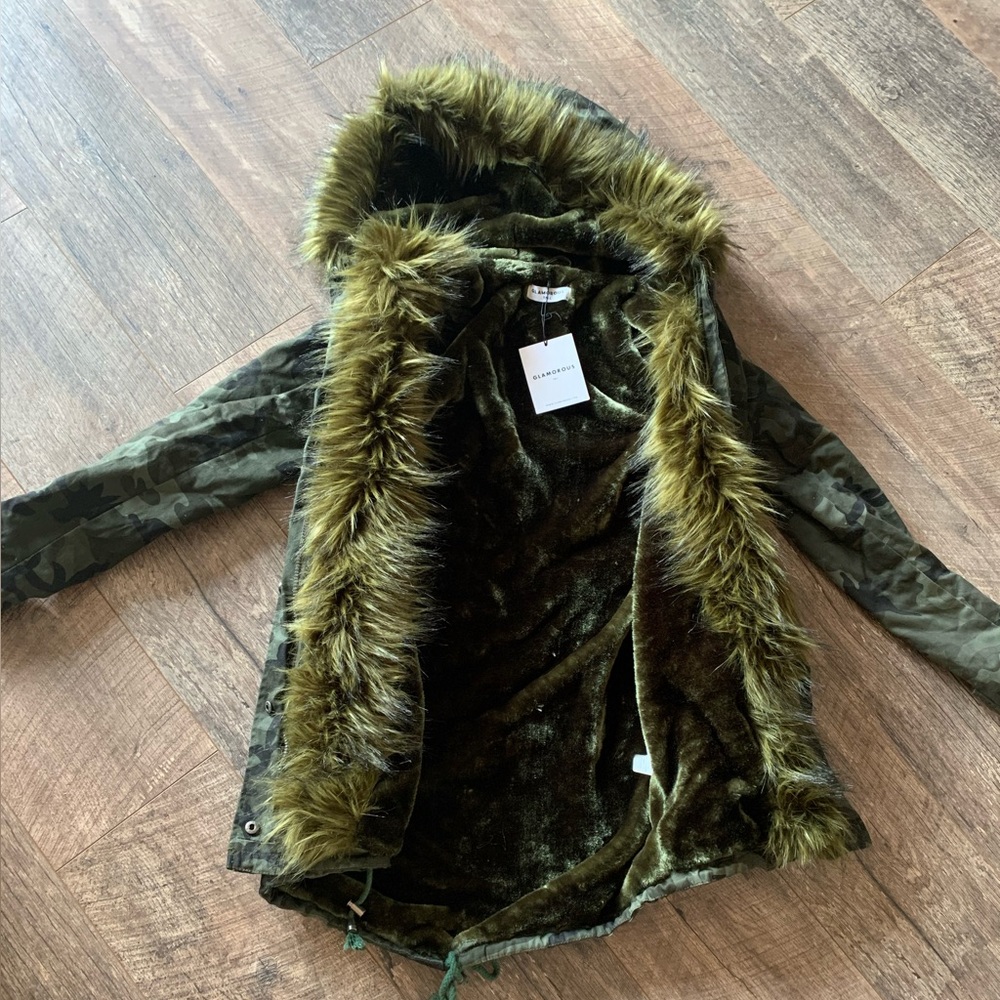 Super cozy faux fur camo jacket